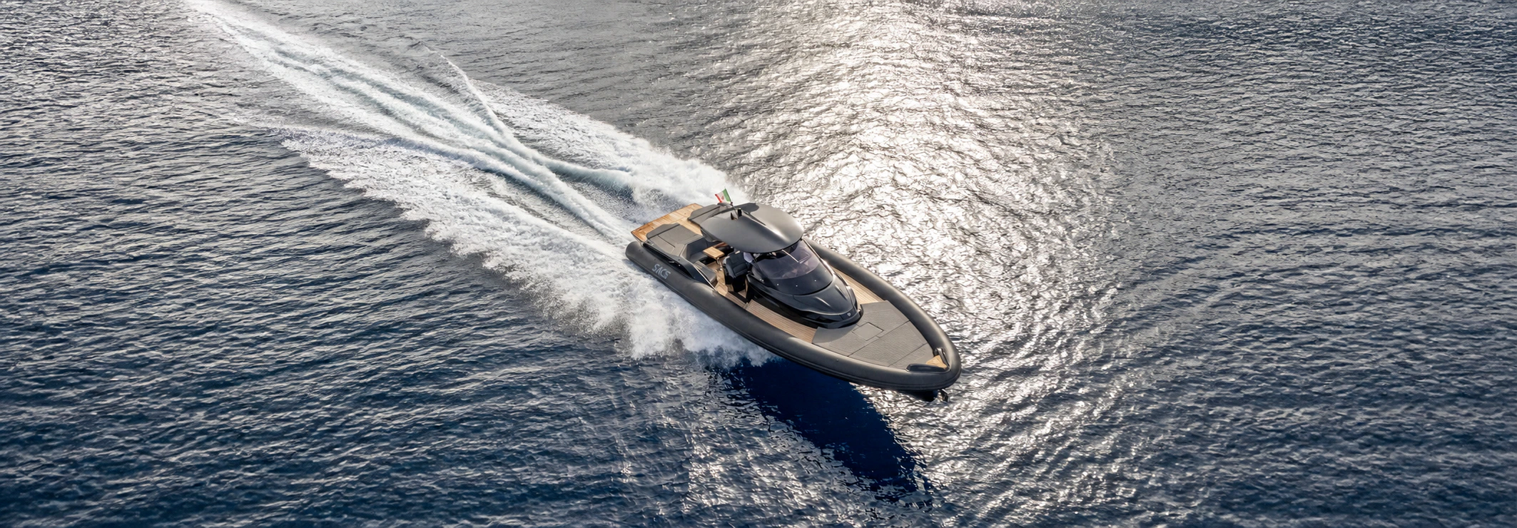 Premium SACS RIB photographed from above while underway